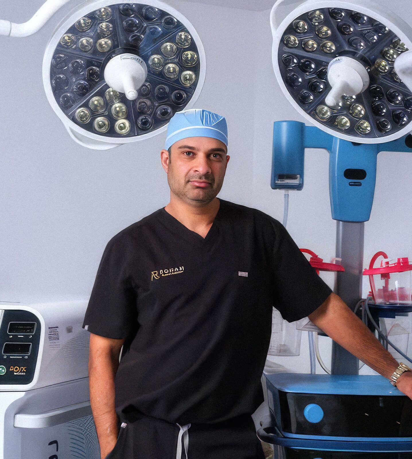 Board-certified plastic surgeon Dr. Ali Roham in the operating room